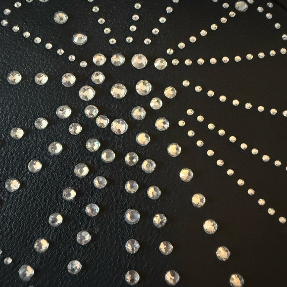 Juicy Couture Double Camera Crossbody Black Rhinestone Bling Spiderweb Halloween - Picture 8 of 9